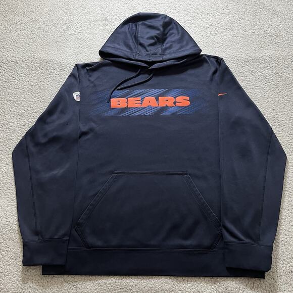 Chicago Bears Hoodie Mens Large Nike Pullover Sweatshirt NFL Football Therma Fit - Picture 1 of 13